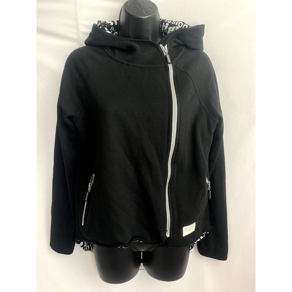 I am Love Life Turkey Black Full Zip Jacket Hoodie High Low Grunge 90s Skater S